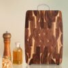 Solid Wood Geometric Grid Cutting Board