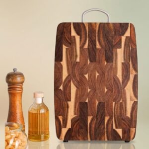 Solid Wood Geometric Grid Cutting Board